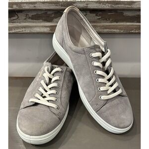 Ecco Soft 7 Sneakers Women's Size 8 Shoes Warm Grey EU39 Nubuck Leather